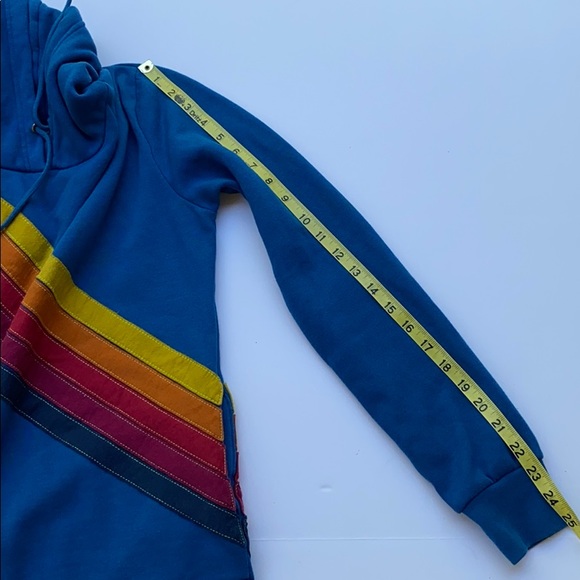 Aviator Nation Blue Hoodie with Rainbow Stripes - Picture 11 of 11